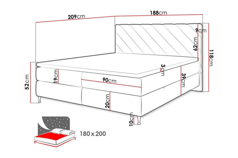 Derry Sengeramme 180x200 cm - Møbler - Senger - Sengeramme & sengestamme