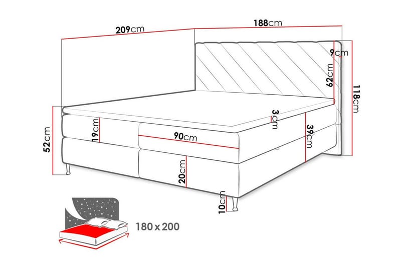 Derry Sengeramme 180x200 cm - Møbler - Senger - Sengeramme & sengestamme