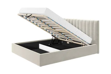 Derry Sengeramme med Oppbevaring 160x200 cm - Beige - Møbler - Senger - Sengeramme & sengestamme