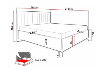 Derry Sengeramme med Oppbevaring 160x200 cm i Velur med Sengegavl - Beige - Møbler - Senger - Sengeramme & sengestamme
