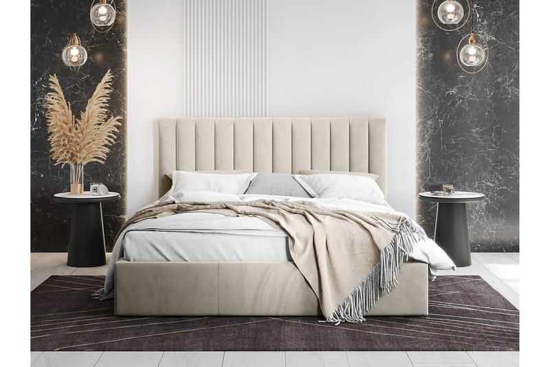 Derry Sengeramme med oppbevaring 180x200 cm - Beige / Lys - Møbler - Senger - Sengeramme & sengestamme