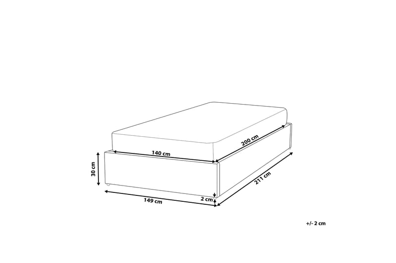 Dinan Dobbeltseng 140 | 200 cm - Grå - Sengeramme & sengestamme