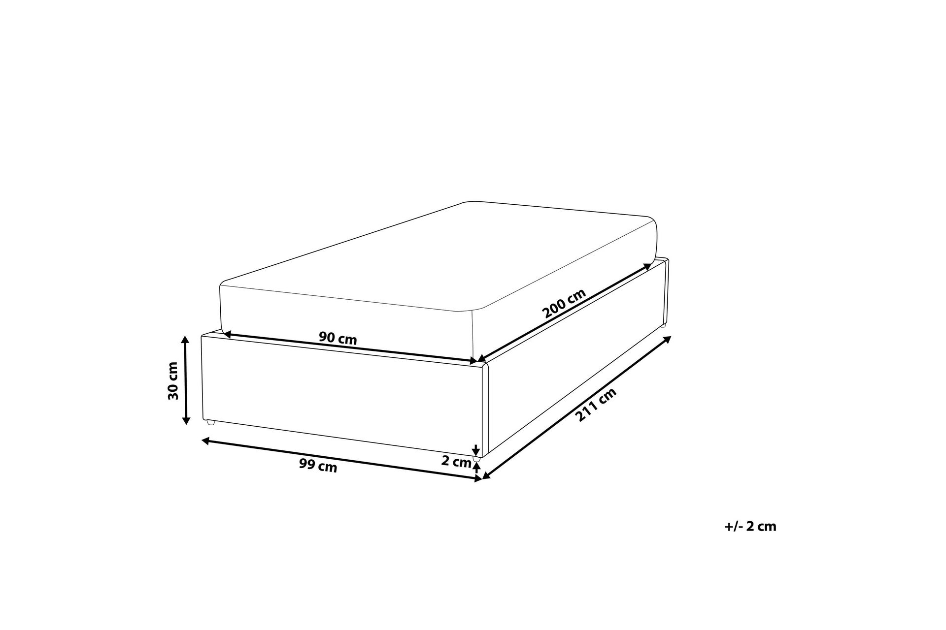 Dinan Dobbeltseng 90 | 200 cm - Grå - Møbler - Senger - Sengeramme & sengestamme