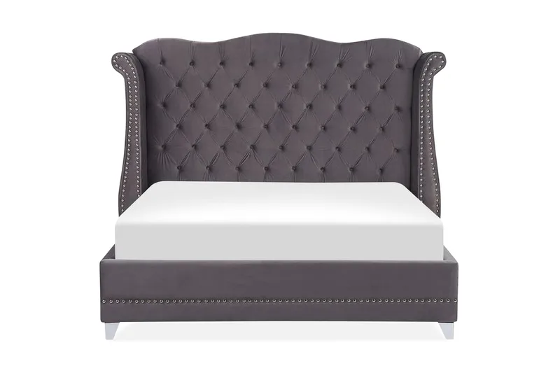 Dobbeltseng AYETTE 160 x 200 cm fløyel Grå, Grå