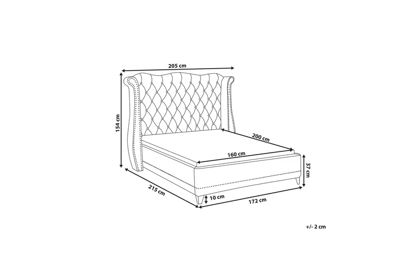 Dobbeltseng AYETTE 160 x 200 cm fløyel Grå - Grå - Møbler - Senger - Sengeramme & sengestamme