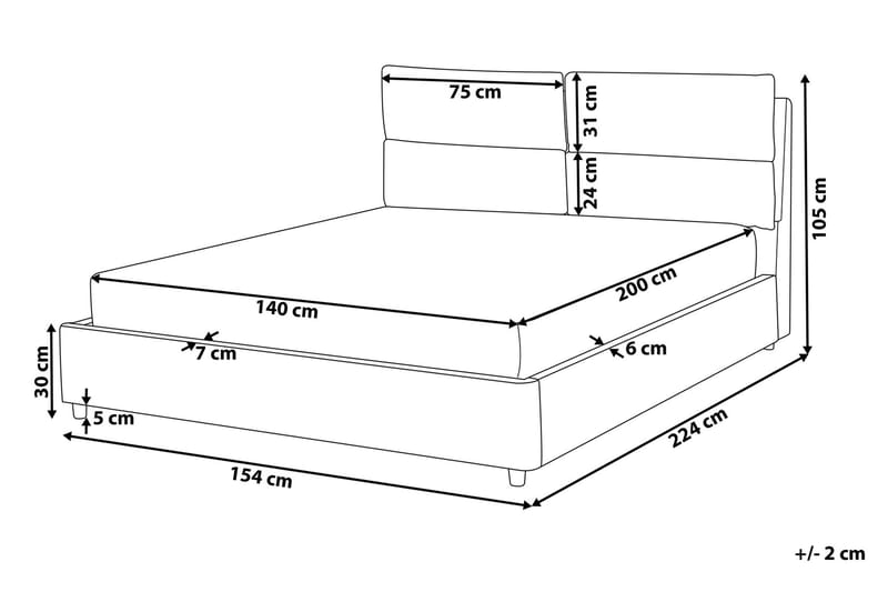 Dobbeltseng BATILLY med Oppbevaring av 140x200 cm mørkegrå - Grå - Møbler - Senger - Sengeramme & sengestamme
