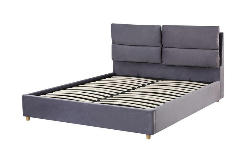 Dobbeltseng BATILLY med Oppbevaring av 140x200 cm mørkegrå - Grå - Møbler - Senger - Sengeramme & sengestamme