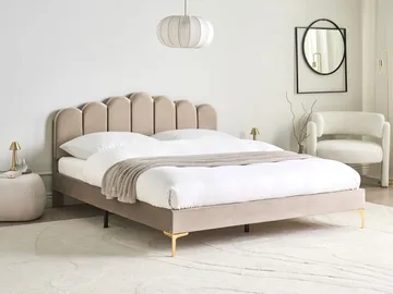 Dobbeltseng Sauvian 160x200 cm - Taupe - Møbler - Senger - Sengeramme & sengestamme