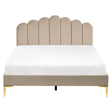 Dobbeltseng Sauvian 160x200 cm - Taupe - Møbler - Senger - Sengeramme & sengestamme