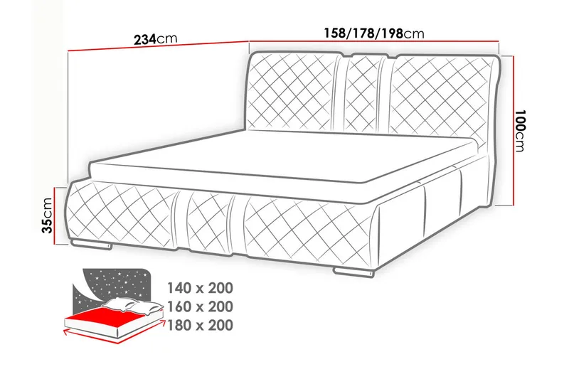 Dynir Sengeramme 160x200 cm - Hvit - Møbler - Senger - Sengeramme & sengestamme
