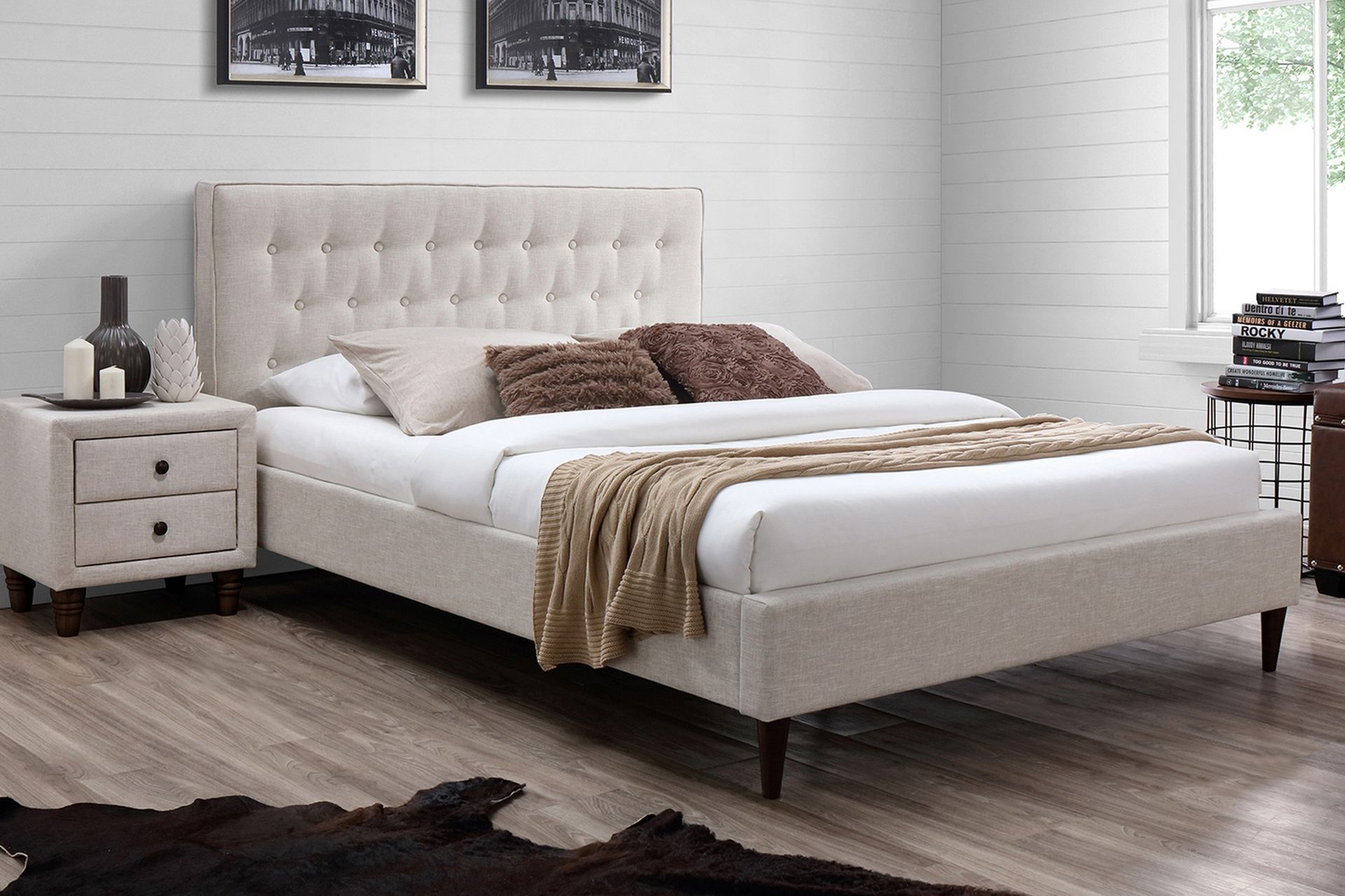 Emilia Seng 160x200 cm Beige - Møbler - Senger - Sengeramme & sengestamme