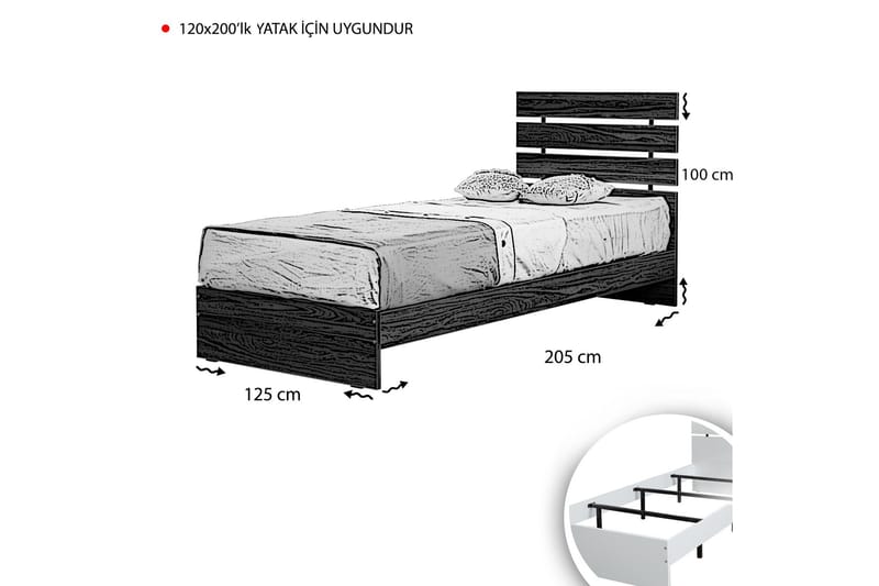Feldene Sengeramme 120x200 cm - Valnøtt - Sengeramme & sengestamme