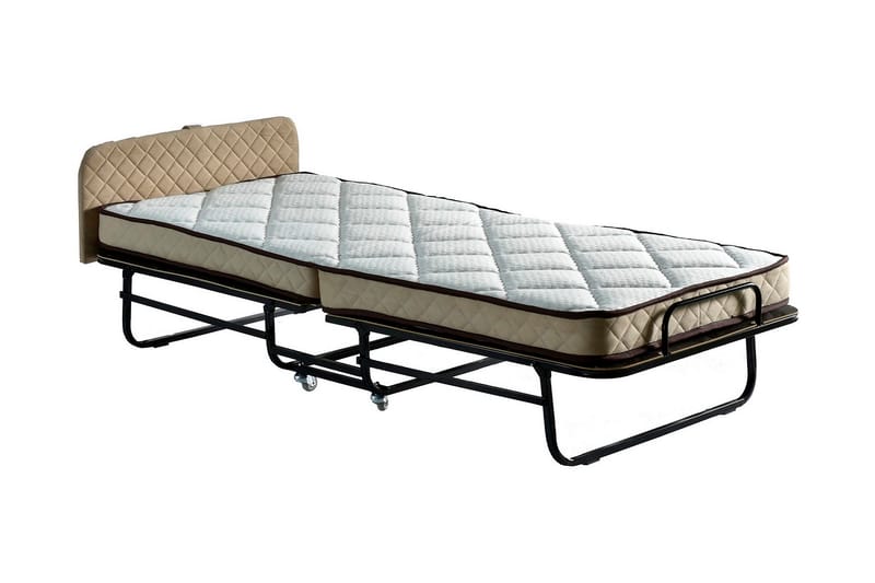 Folding Bed Hvit|Svart - Sengeramme & sengestamme - Sammenleggbar seng