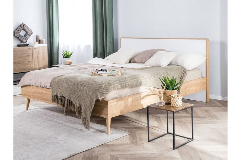 Furbish Kontinentalseng med LED 160x200 - Tre/Natur - Møbler - Senger - Sengeramme & sengestamme
