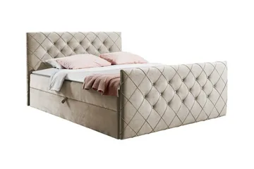 Hattie Sengepakke 140x200 cm med Sengegavl + Overmadrass med Fasthetsgrad Medium - Beige - Møbler - Senger - Sengeramme & sengestamme