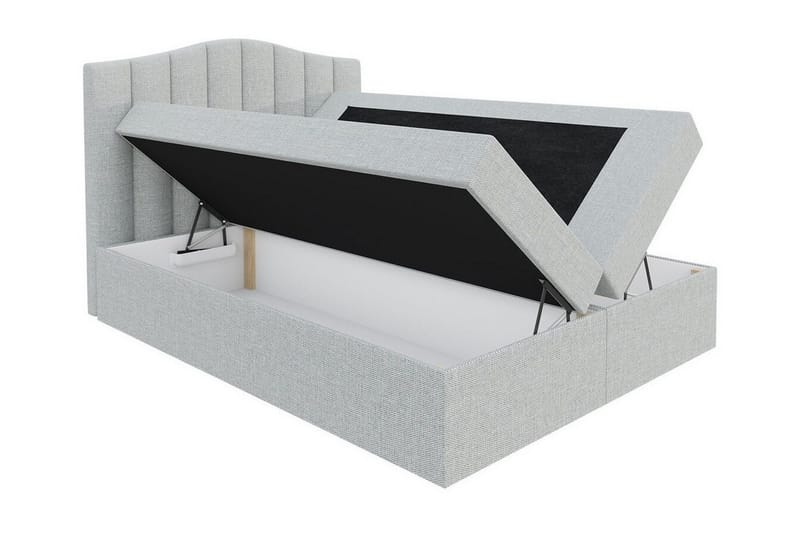Herstello Sengepakke med Oppbevaring 140x200 cm i Fløyel med Sengegavl + Overmadrass - Grå - Møbler - Senger - Sengeramme & sengestamme
