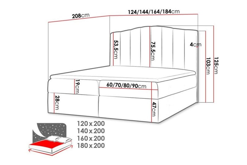 Herstello Sengeramme 160x200 cm - Hvit - Sengeramme & sengestamme