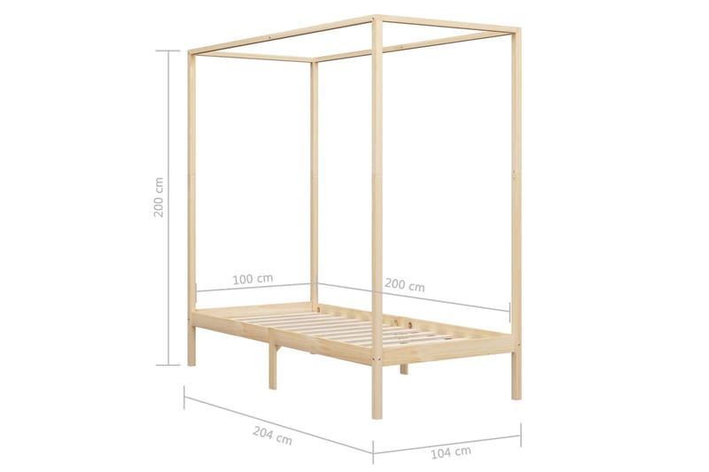 Himmelsengeramme heltre furu 100x200 cm - Sengeramme & sengestamme