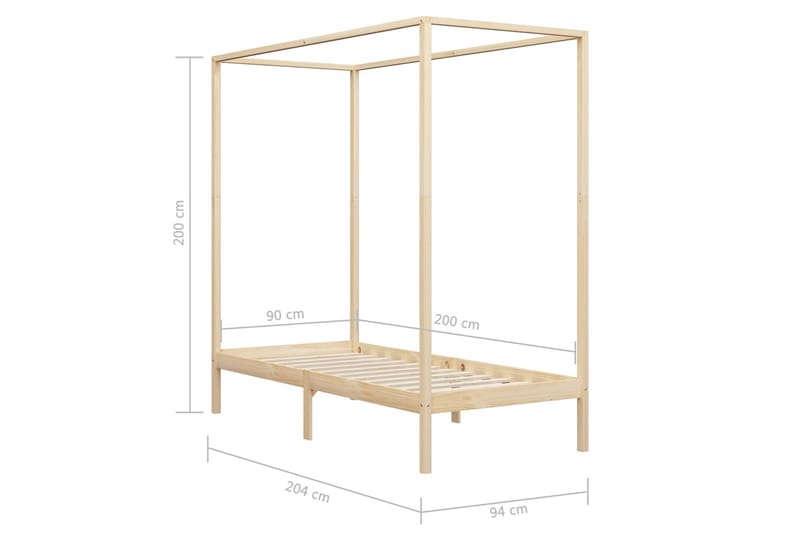 Himmelsengeramme heltre furu 90x200 cm - Møbler - Senger - Sengeramme & sengestamme
