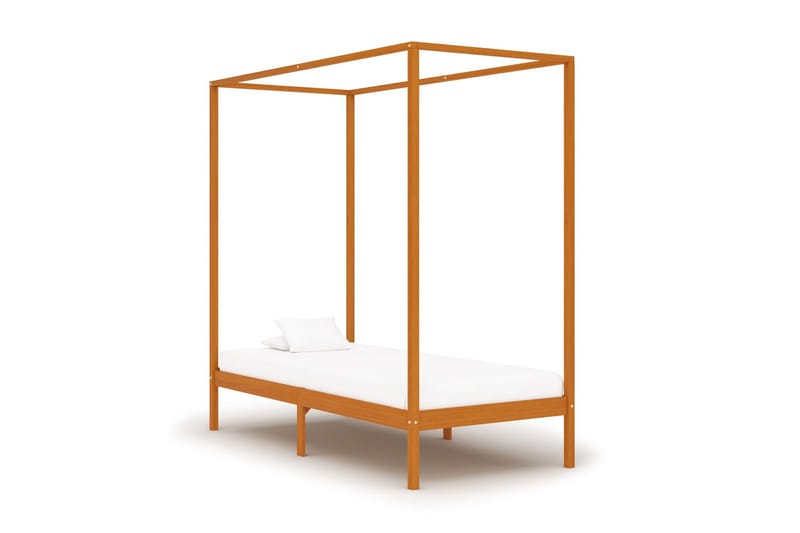 Himmelsengeramme honningbrun heltre furu 100x200 cm - Møbler - Senger - Sengeramme & sengestamme