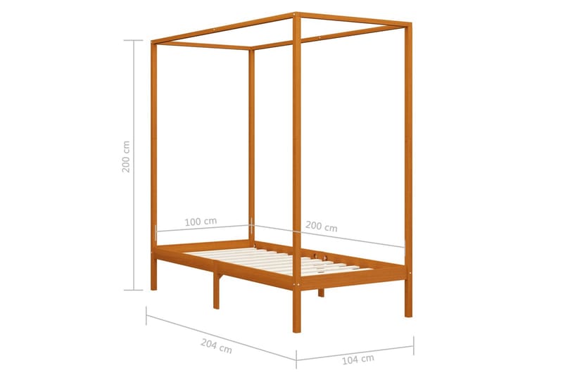 Himmelsengeramme honningbrun heltre furu 100x200 cm - Sengeramme & sengestamme