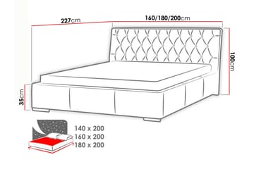 Junkerdal Sengepakke 140x200 cm i Kunstlær med Sengegavl + Overmadrass - Svart - Møbler - Senger - Sengeramme & sengestamme