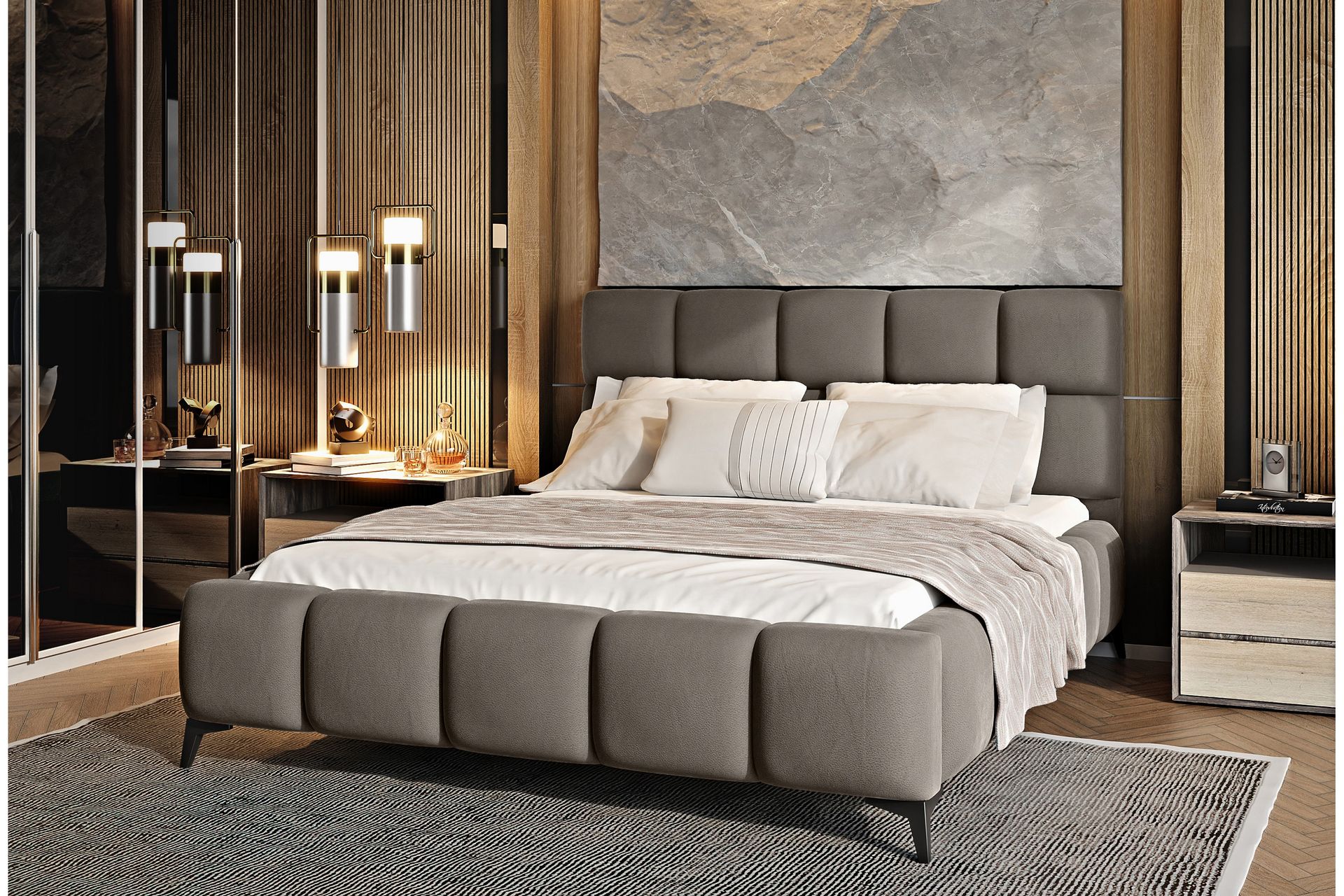 Kamble Sengeramme med Oppbevaring 140x200 cm - Beige - Møbler - Senger - Sengeramme & sengestamme