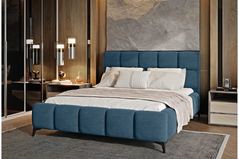 Kamble Sengeramme med Oppbevaring 140x200 cm - Blå - Møbler - Senger - Sengeramme & sengestamme