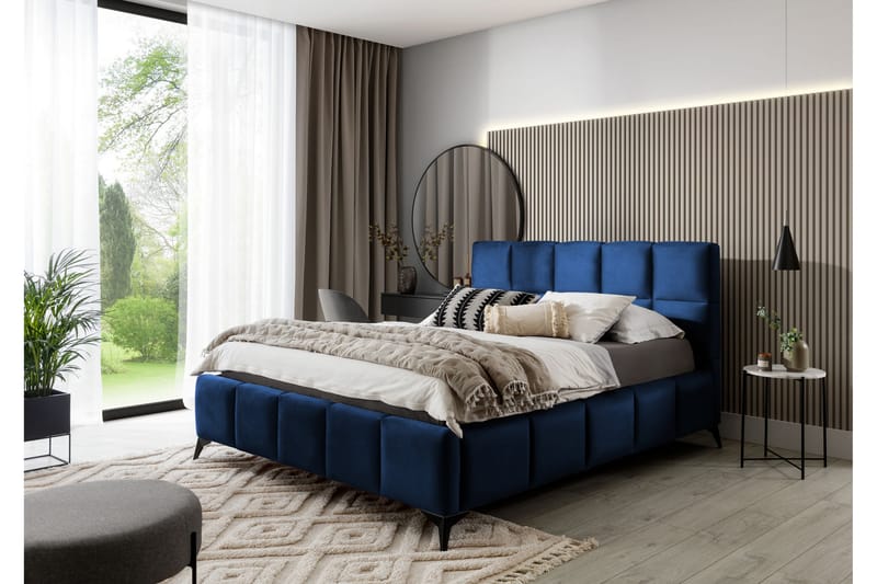 Kamble Sengeramme med Oppbevaring 140x200 cm - Blå - Møbler - Senger - Sengeramme & sengestamme