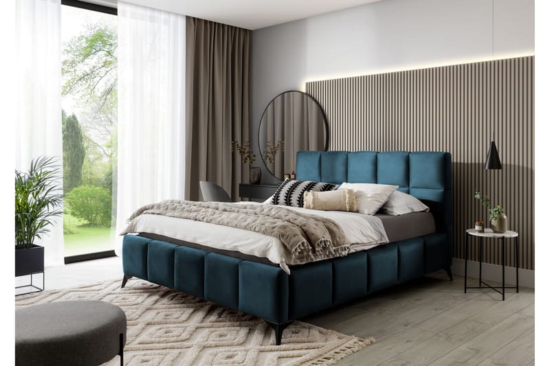Kamble Sengeramme med Oppbevaring 140x200 cm - Blå - Møbler - Senger - Sengeramme & sengestamme