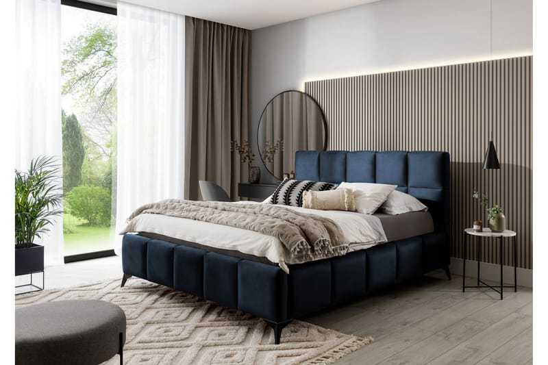 Kamble Sengeramme med Oppbevaring 140x200 cm - Blå - Møbler - Senger - Sengeramme & sengestamme