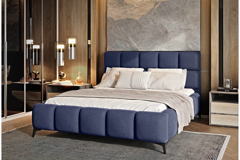 Kamble Sengeramme med Oppbevaring 140x200 cm - Blå - Møbler - Senger - Sengeramme & sengestamme