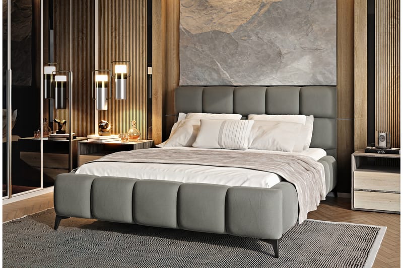Kamble Sengeramme med Oppbevaring 140x200 cm - Grå - Møbler - Senger - Sengeramme & sengestamme