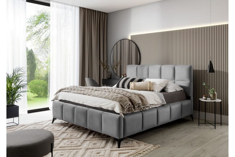 Kamble Sengeramme med Oppbevaring 140x200 cm - Grå - Møbler - Senger - Sengeramme & sengestamme