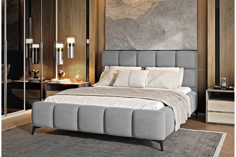 Kamble Sengeramme med Oppbevaring 140x200 cm - Grå - Møbler - Senger - Sengeramme & sengestamme