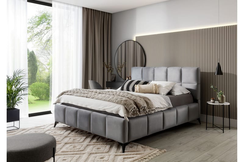Kamble Sengeramme med Oppbevaring 140x200 cm - Grå - Møbler - Senger - Sengeramme & sengestamme