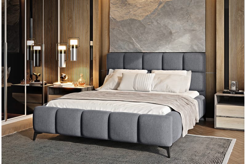 Kamble Sengeramme med Oppbevaring 140x200 cm - Grå - Møbler - Senger - Sengeramme & sengestamme