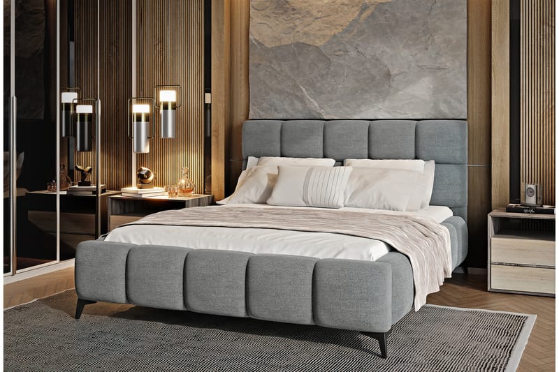 Kamble Sengeramme med Oppbevaring 140x200 cm - Grå - Møbler - Senger - Sengeramme & sengestamme