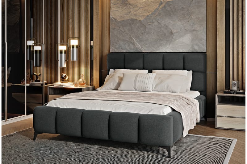 Kamble Sengeramme med Oppbevaring 140x200 cm - Grå - Møbler - Senger - Sengeramme & sengestamme