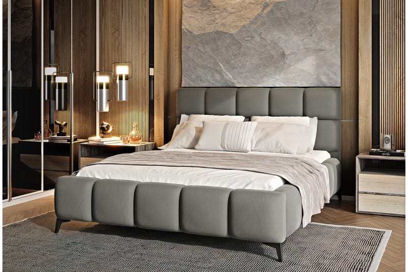 Kamble Sengeramme med Oppbevaring 140x200 cm - Grå - Møbler - Senger - Sengeramme & sengestamme