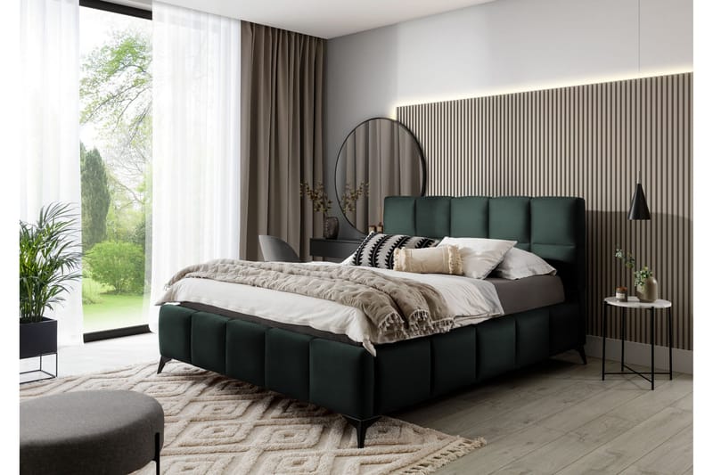 Kamble Sengeramme med Oppbevaring 140x200 cm - Grønn - Møbler - Senger - Sengeramme & sengestamme