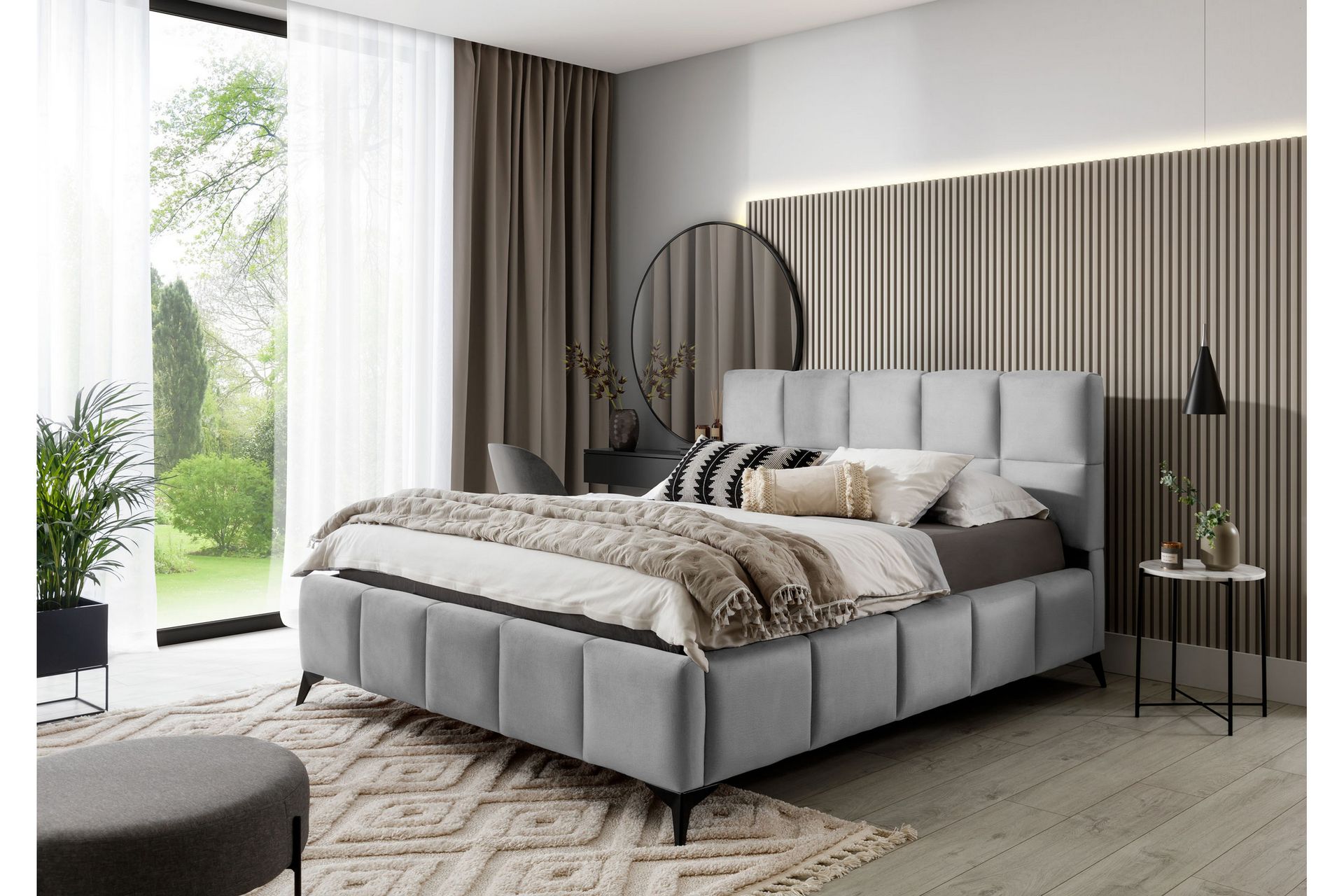 Kamble Sengeramme med Oppbevaring 140x200 cm - Lysegrå - Møbler - Senger - Sengeramme & sengestamme