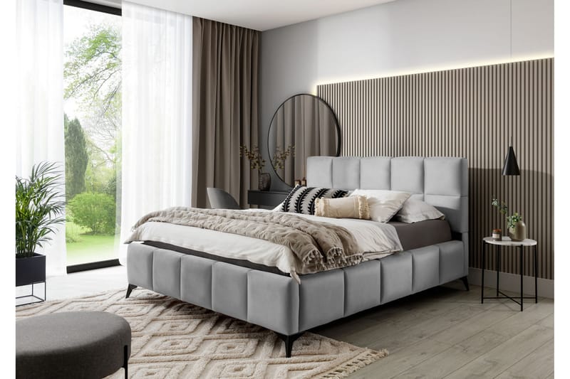 Kamble Sengeramme med Oppbevaring 140x200 cm - Lysegrå - Møbler - Senger - Sengeramme & sengestamme