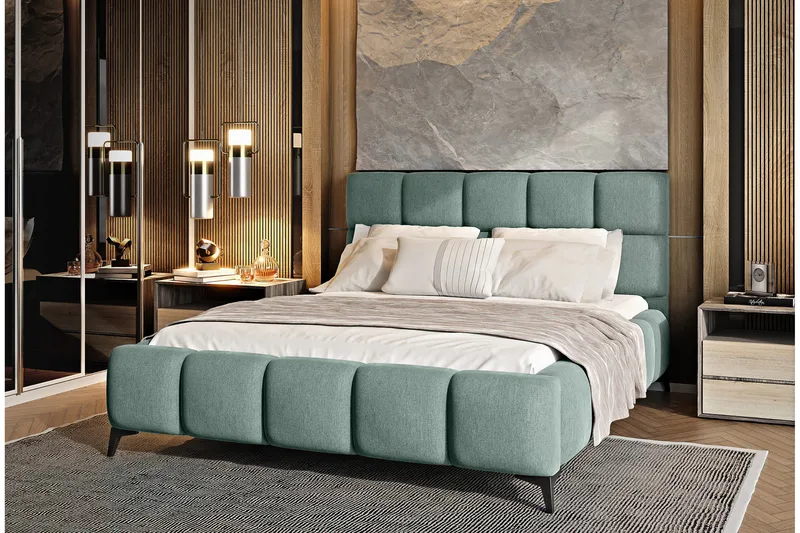 Kamble Sengeramme med Oppbevaring 140x200 cm - Lysegrønn - Møbler - Senger - Sengeramme & sengestamme