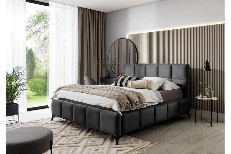 Kamble Sengeramme med Oppbevaring 140x200 cm - Mørkegrå - Møbler - Senger - Sengeramme & sengestamme