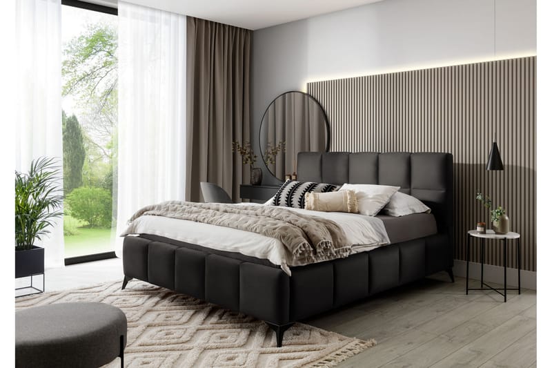 Kamble Sengeramme med Oppbevaring 140x200 cm - Mørkegrå - Møbler - Senger - Sengeramme & sengestamme
