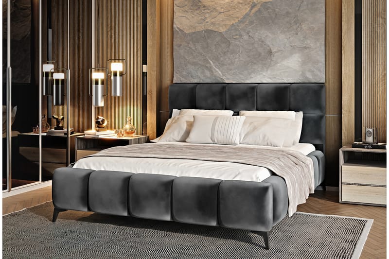 Kamble Sengeramme med Oppbevaring 140x200 cm - Mørkegrå - Møbler - Senger - Sengeramme & sengestamme