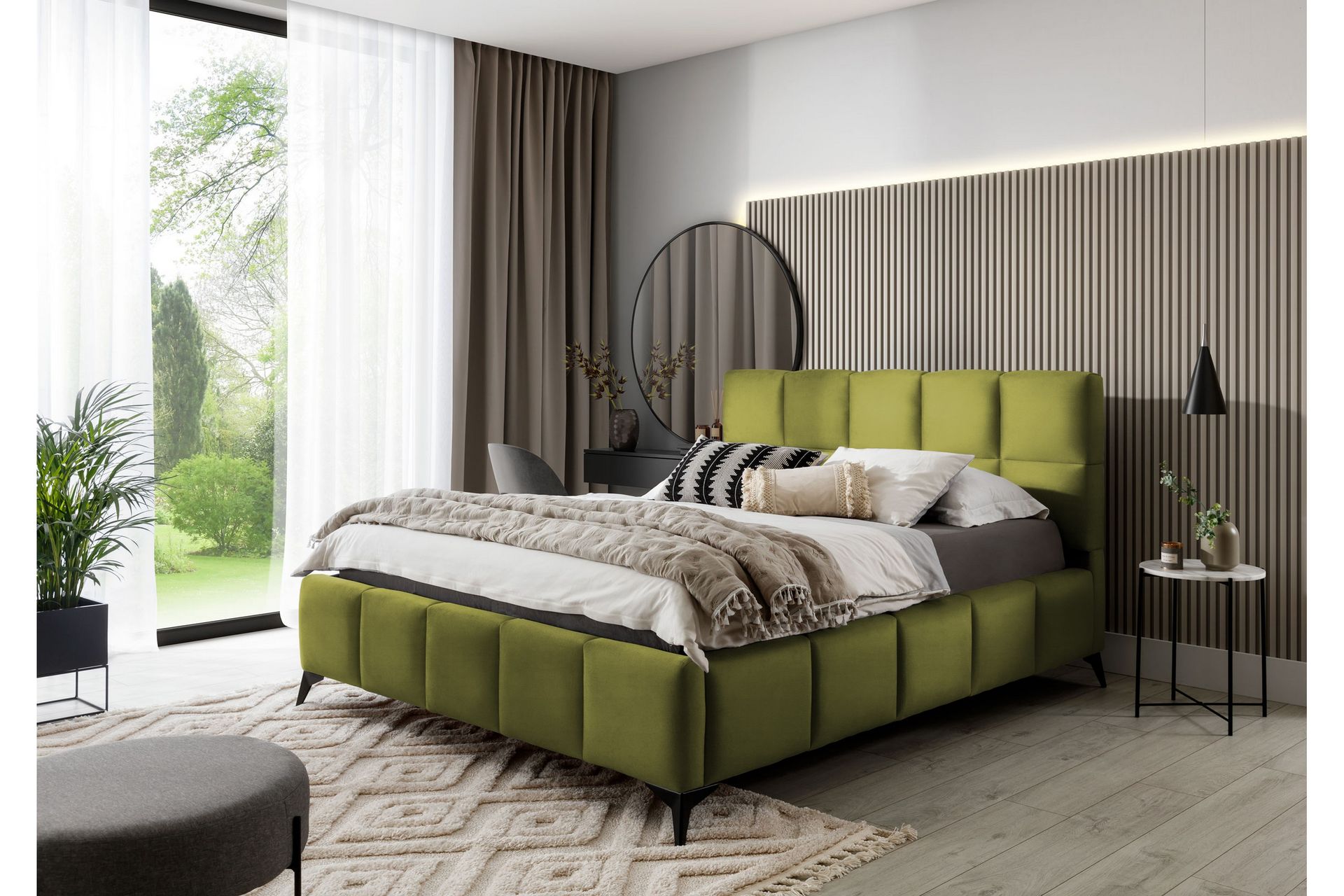 Kamble Sengeramme med Oppbevaring 140x200 cm - Olivengrønn - Møbler - Senger - Sengeramme & sengestamme