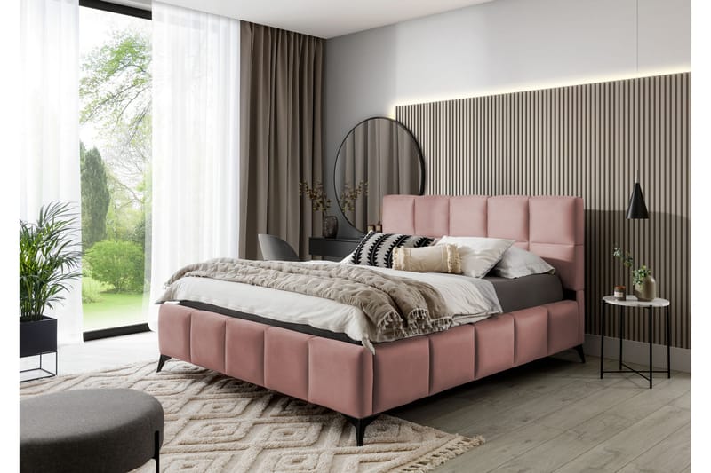 Kamble Sengeramme med Oppbevaring 140x200 cm - Rosa - Møbler - Senger - Sengeramme & sengestamme