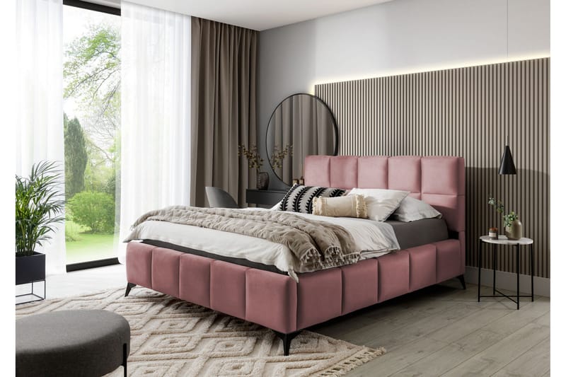 Kamble Sengeramme med Oppbevaring 140x200 cm - Rosa - Møbler - Senger - Sengeramme & sengestamme